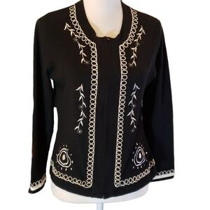 Dlg Petite Black Zip Up Sweater Cardigan PXS EUC